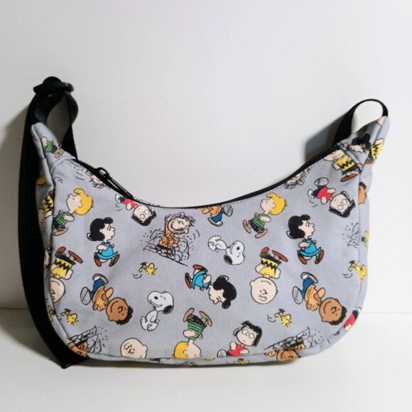 Handmade Handbags - Custom Peanuts Snoopy Small Crescent Bag Grey